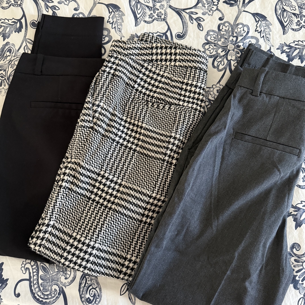 H&M Black, Black/White Houndstooth & Charcoal Cropped Pants Trio